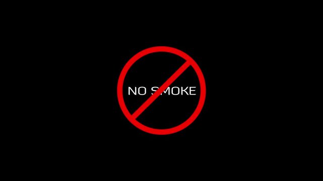 no smoking prohibition mark animation.with red circle no smoking symbol