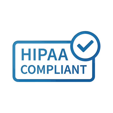 Hipaa compliant badge with a blue checkmark indicating security