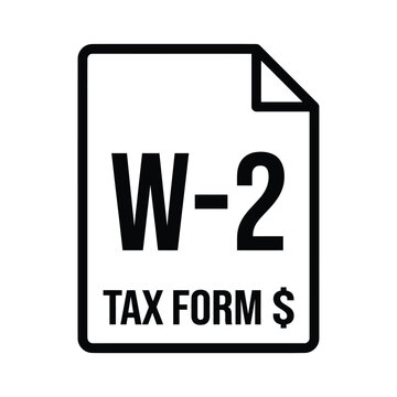 Simple black and white illustration of a w 2 tax form document
