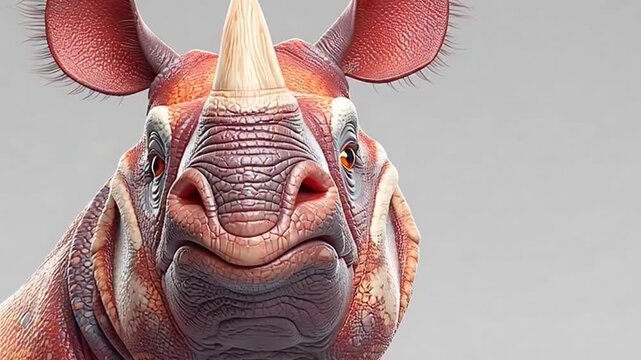 Close-up of a rhinoceros looking around.