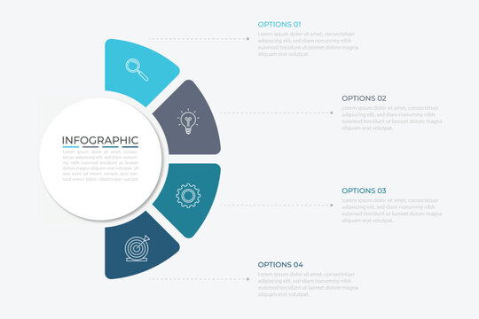 Vector infographic label design with circle infographic template design and 4-5-6 options or steps. Can be used for process diagram, presentations, workflow layout, banner, flow chart, info graph