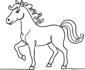 Obraz premium Isolated a kind of doodle style horse in continuous one-line drawing, playful and fun