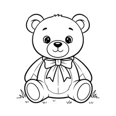 Obraz premium Drawing page cute baby bear black outline 