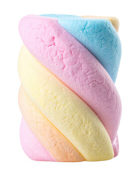 Colorful twisted marshmallow candy on transparent background