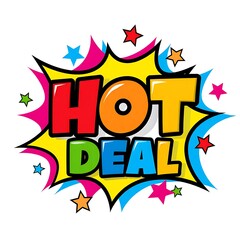 Fototapeta premium Colorful Hot Deal Text Graphic Design With Explosion Effect Style