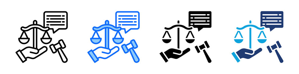 Legal Aid Icon Set Multi Style Vector Illustration