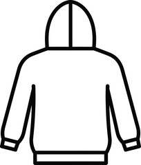 A minimalist black and white line art illustration of a long-sleeved hoodie with a hood © Mahraz