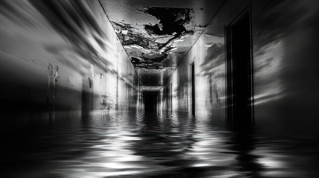 Flooded hallway monochrome