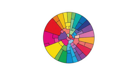 Obraz premium Colorful pie chart with multicolored sections on white background transparent background