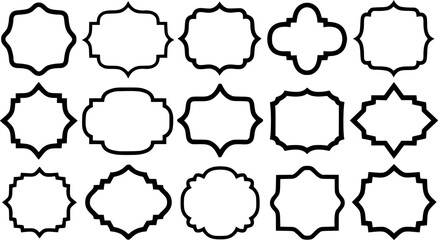 set of scallop edge frame silhouette line art vector illustration with a white background
