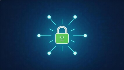 Digital padlock with glowing connections