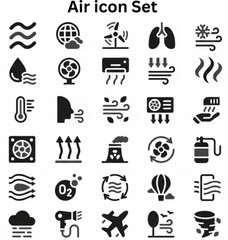 Air icon set silhouette vector on white background 