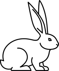 Obraz premium Minimalist black line art drawing of a sitting rabbit on white background