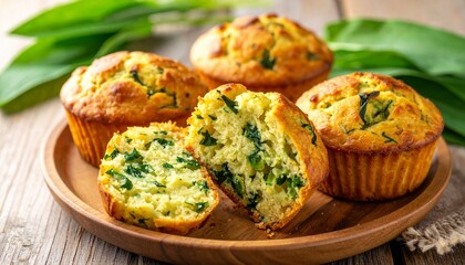 Fototapeta premium Bärlauch-Käse-Muffins (herzhaft)