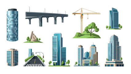 Obraz premium Modern urban cityscape elements and infrastructure set