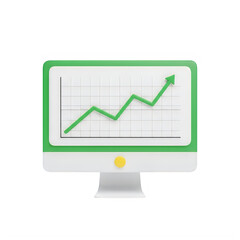 Obraz premium Green upward trend graph displayed on a computer monitor isolated on transparent background