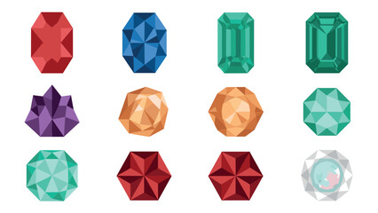 Colorful geometric gemstone collection in flat design
