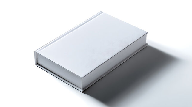 A blank book's cover, ready for your words and ideas. Its shadow adds a touch of depth and mystery