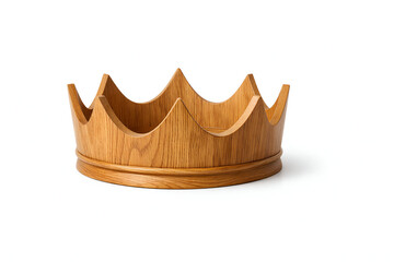 Wooden Royal oak Crown Isolated on White Background with Copy Space