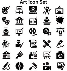 Art icon set silhouette vector on white background 
