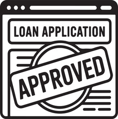Obraz premium Online Loan Application Approved Icon with Stamp on Web Browser Document
