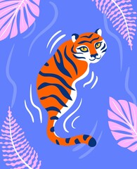 tiger on a blue background © FAKHAD