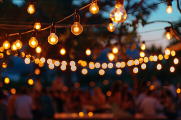 Outdoor summer party in pub in the evening made generative ai