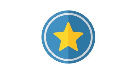 Obraz premium Golden Star Emblem in Blue Circle, Award Badge Icon