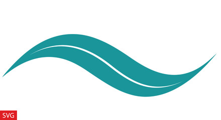 Teal Leaf Wave Abstract Design