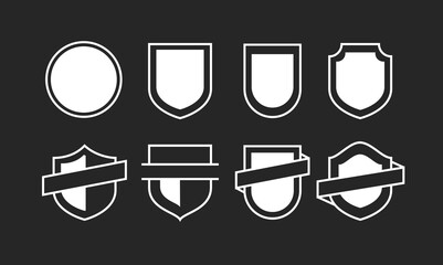 Shield and Badge Vector Icons Set. Outline Security Emblem Shapes Collection. © Alpha Factory Std