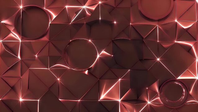 A deeply crimson geometric abstract backdrop with luminous layered components suitable for professional presentation layouts intended for corporate business institutional festive party seminar and co