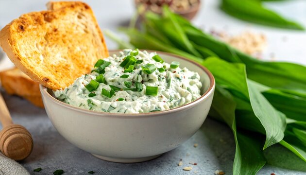 B&auml;rlauch-Frischk&auml;se-Dip