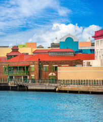 Fototapeta premium Waterfront of Bridgetown along the Constitution River (The Careenage), Carlisle Bay, Barbados