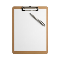 Realistic clipboard and pen ready for notes document creation business meeting planning