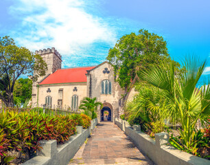 Naklejka premium Side view of the Cathedral Church of Saint Michael and All Angels,.Bridgetown, Barbados
