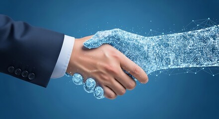 Handshake between human and robotic hand with digital particles