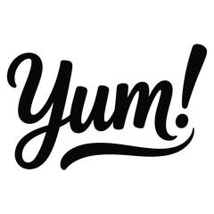 yum elegant script typography lettering isolated on light background minimal food expression design © Mushtaq