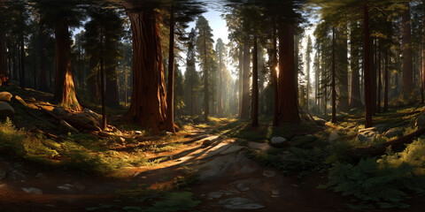 Fototapeta premium National park forest trails exploring serenity in morning light