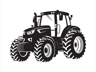 Obraz premium Vector illustration of silhouette of a vintage farm tractor illustration isolated on white background 