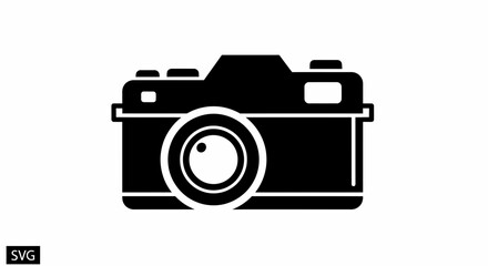 Retro Camera Icon, Vintage Photography Symbol, Vector Silhouette