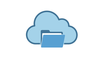 Cloud storage icon with folder, digital data concept