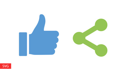 Like and Share Icons: Social Media Communication Symbols