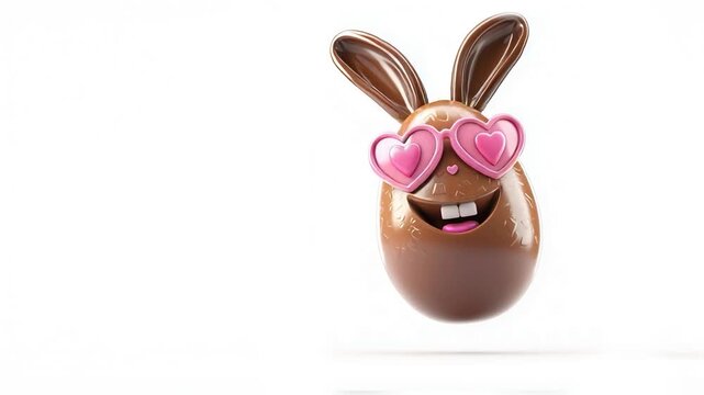  Candy easter egg in cool heart-shaped glasses - traditional religious holiday treat realistic 3d icon video