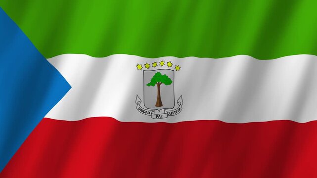 Equatorial Guinea Flag Waving on Wind, Realistic 4K Background Animation