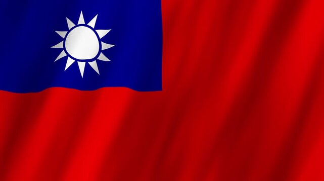 Taiwan Flag Waving on Wind, Realistic 4K Background Animation