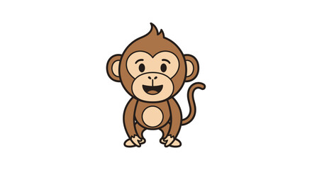 Fototapeta premium Cute cartoon monkey character with friendly expression and playful pose.