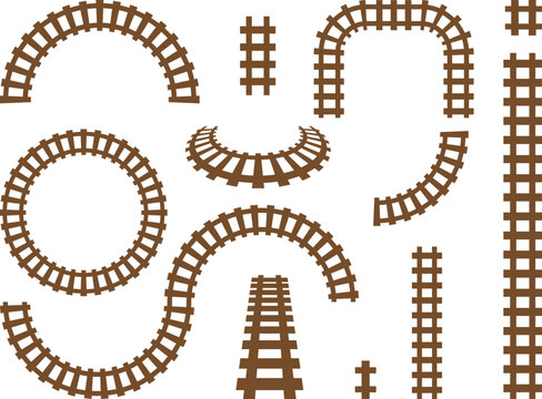 railroad segments. Rail road elements top view. 