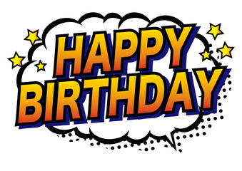 ポップな吹き出しの Happy Birthday 誕生日ロゴ素材