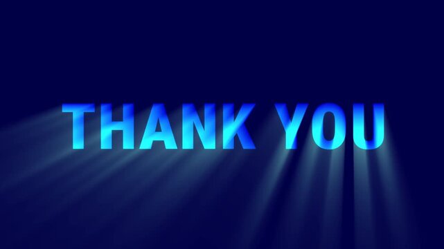 Thank You title. Loopable intro with rays of light. Light rays pass through the word "Thank You"
