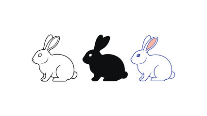 Obraz premium Rabbit vector illustrations in various styles and colors
